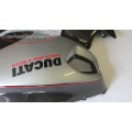 CARBONVANI - DUCATI MONSTER M696 / M796 / M1100 CARBON FIBER LH FUEL TANK SIDE PANEL SILVER WITH FRAME AND MESH