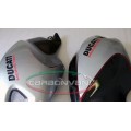 CARBONVANI - DUCATI MONSTER M696 / M796 / M1100 CARBON FIBER RH FUEL TANK SIDE PANEL SILVER WITH FRAME AND MESH