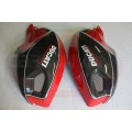 CARBONVANI - DUCATI MONSTER M696 / M796 / M1100 CARBON FIBER LH FUEL TANK SIDE PANEL WITH FRAME AND MESH RED INVERNIZZI