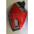 CARBONVANI - DUCATI MONSTER M696 / M796 / M1100 CARBON FIBER LH FUEL TANK SIDE PANEL WITH FRAME AND MESH RED COLOUR AND WHITE CONTOUR