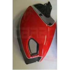 CARBONVANI - DUCATI MONSTER M696 / M796 / M1100 CARBON FIBER LH FUEL TANK SIDE PANEL WITH FRAME AND MESH RED COLOUR AND WHITE CONTOUR