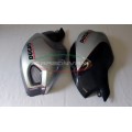 CARBONVANI - DUCATI MONSTER M696 / M796 / M1100 CARBON FIBER LH FUEL TANK SIDE PANEL SILVER WITH FRAME AND MESH
