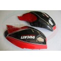 CARBONVANI - DUCATI MONSTER M696 / M796 / M1100 CARBON FIBER RH FUEL TANK SIDE PANEL WITH FRAME AND MESH RED INVERNIZZI