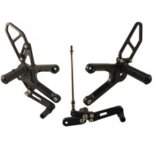 WOODCRAFT Honda CBR500 / CB500F (13-15) Complete Adjustable Rearset Kit w/Pedals  Standard Shift  Black