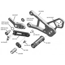 WOODCRAFT Yamaha R1 (15+) Adjustable Rearset Assembly Complete W/Shift & Brake Pedal (Std/GP) Black