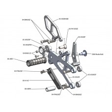 WOODCRAFT Triumph Daytona 675 (13-18) Complete Rearset Kit  GP Shift with Shift and Brake Pedals  BLACK - for use without a quickshifter - RACE USE ONLY