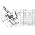 WOODCRAFT Triumph 06-12 Daytona 675 / R Street Triple Rearsets GP Shift with Quickshift rod - RACE ONLY WOODCRAFT Triumph 06-12 Daytona 675 / R Street Triple Rearsets GP Shift with Quickshift rod - RACE ONLY