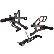 WOODCRAFT Triumph Street Triple 13-16 (NO/QS) Complete GP Rearset Kit  W/Shift & Brake Pedals  Black