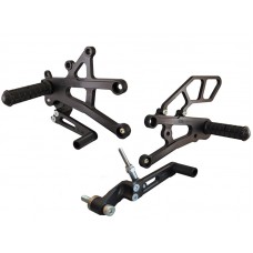WOODCRAFT Triumph Street Triple 13-16 (NO Q/S) Complete Standard Shift Rearset Kit  with Shift and Brake Pedals  BLACK