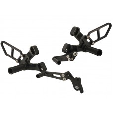 WOODCRAFT Ducati 848 /1098 / 1198 / 848 EVO Black Complete Rearset Kit with Pedals