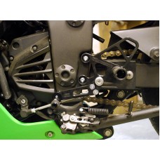 WOODCRAFT Kawasaki Ninja 250R (EX250) (08-12) Black Eccentric Complete Rearset w/shift and Brake Pedals