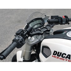 WOODCRAFT Ducati Monster 696/796/1100 Clipon Riser Adapter Plate w/Long Black Bars