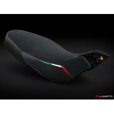 LUIMOTO TEAM ITALIA SUEDE Seat Cover for the DUCATI Hypermotard 1100 /796 (07-12) - Fits OEM Seat