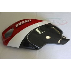 CARBONVANI - DUCATI MONSTER M1100 / M796 / M696 CARBON FIBER LH FUEL TANK SIDE PANEL DUCATI CORSE WITH FRAME AND MESH
