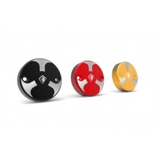 DBK Special Parts (Ducabike) Tri Blade Contrast Cut Billet Front Brake Reservoir Cap for the Ducati Hypermotard 821SP / 939SP, Supersport /S, Triumph Speed Triple 1200 RS /RR, & Rear Brake Reservoir Cap for DucatiXDiavel / Diavel 1260