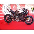 CARBONVANI - DUCATI MONSTER M696 / M796 / M1100 CARBON FIBER LH FUEL TANK SIDE PANEL WITH FRAME AND MESH WHITE COLOUR AND RED CONTOUR