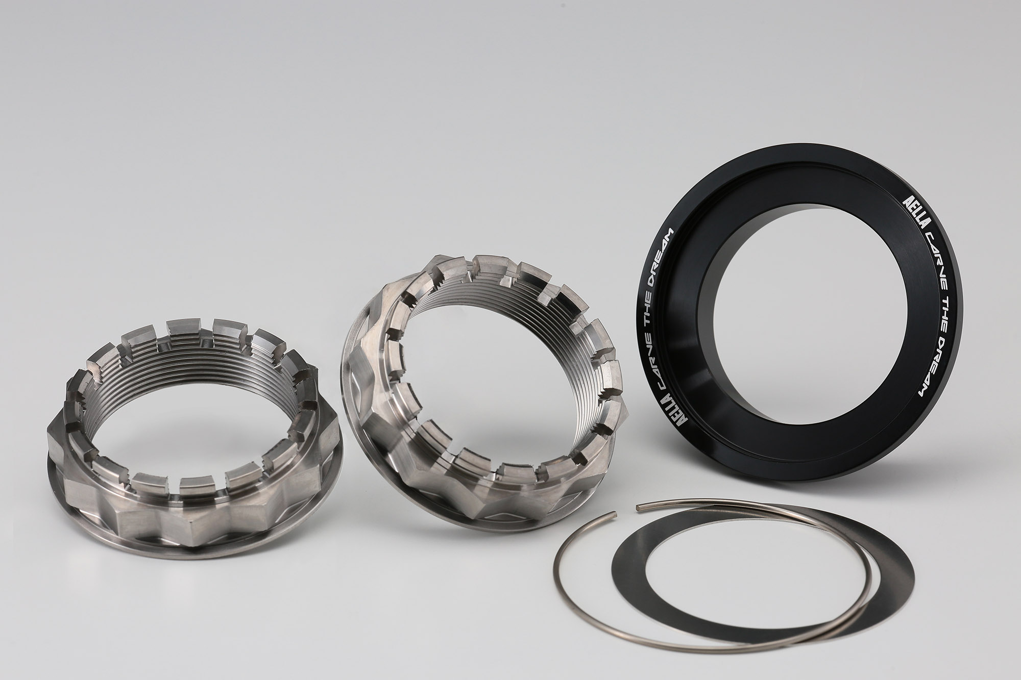 AELLA Large Hub Two Titanium Nuts & Aluminum Taper Cone Set (Rear Axle)