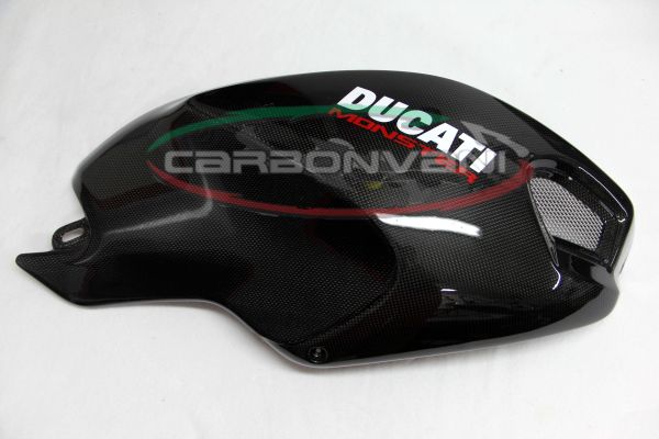 CARBONVANI - DUCATI MONSTER M1100 / M796 / M696 CARBON FIBER RH FUEL TANK SIDE PANEL WITH FRAME AND MESH CARBONVANI - DUCATI MONSTER M1100 / M796 / M696 CARBON FIBER RH FUEL TANK SIDE PANEL WITH FRAME AND MESH