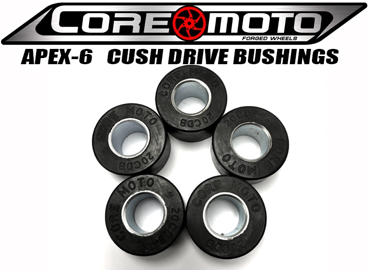 Core Moto Replacement Bushings (Cush Drives) for APEX-6 Forged Aluminum Wheels Core Moto Replacement Bushings (Cush Drives) for APEX-6 Forged Aluminum Wheels