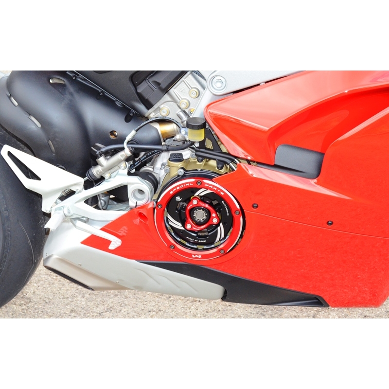 Ducabike Dual Color Clear Wet Clutch Cover for the Ducati Panigale