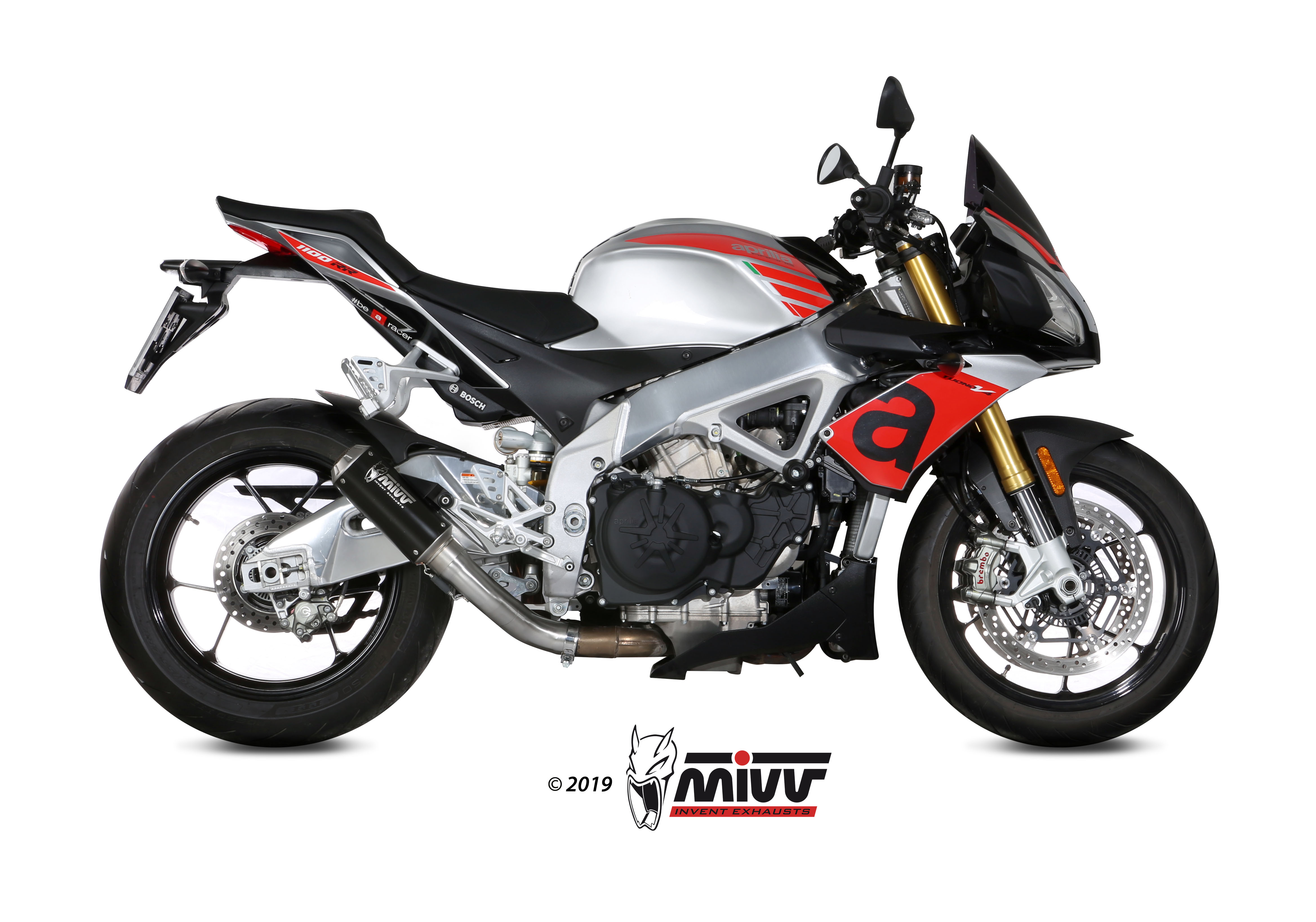 MIVV Slip-on, MK3 Black, Standard Exhaust For Aprilia Tuono V4 1100 2018-2020 MIVV Slip-on, MK3 Black, Standard Exhaust For Aprilia Tuono V4 1100 2018-2020