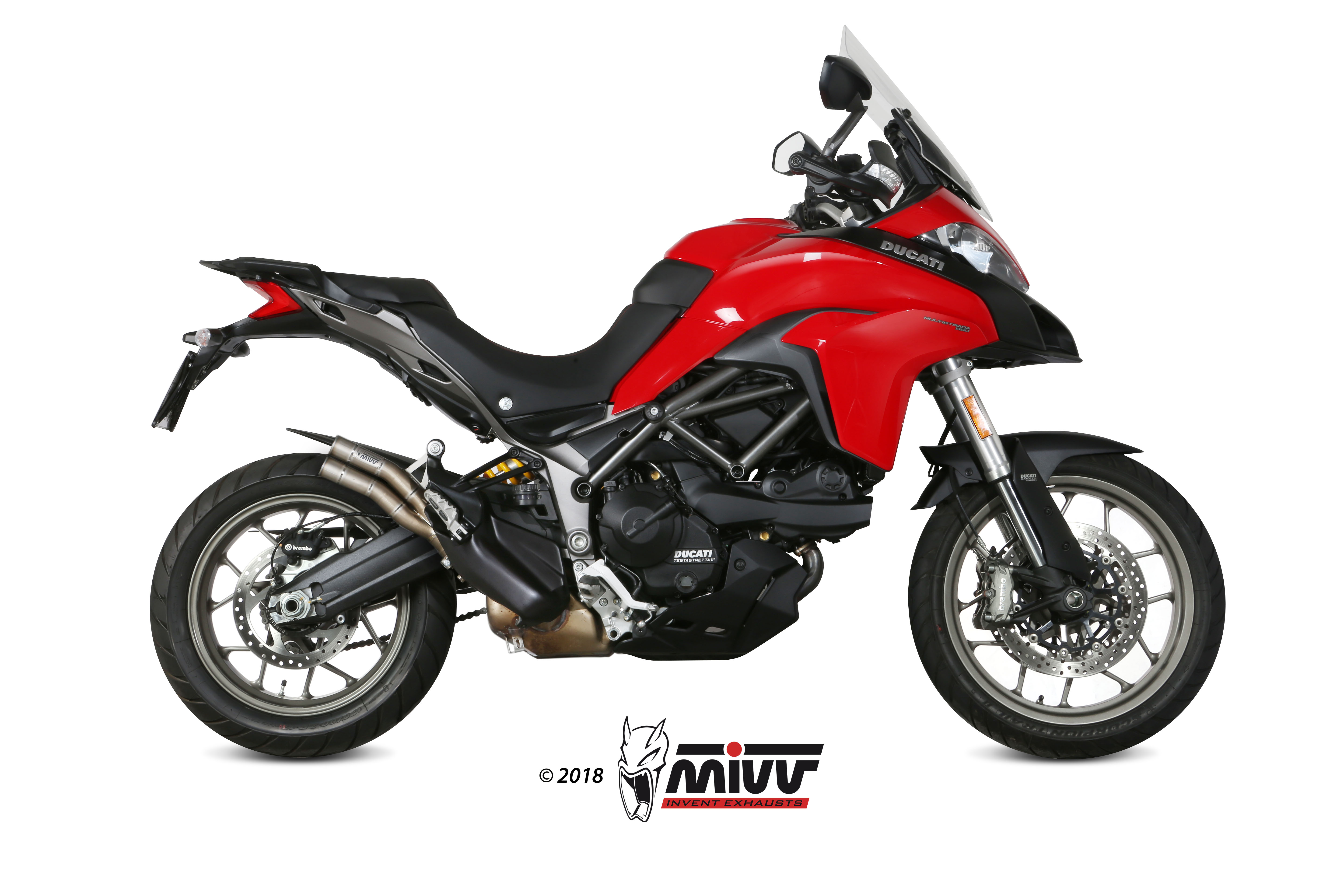 MIVV Slip-on, Double Gun Titanium, Standard Exhaust For Ducati Multistrada 950 17-21, Multistrada 1200 Enduro 16-18 MIVV Slip-on, Double Gun Titanium, Standard Exhaust For Ducati Multistrada 950 17-21, Multistrada 1200 Enduro 16-18