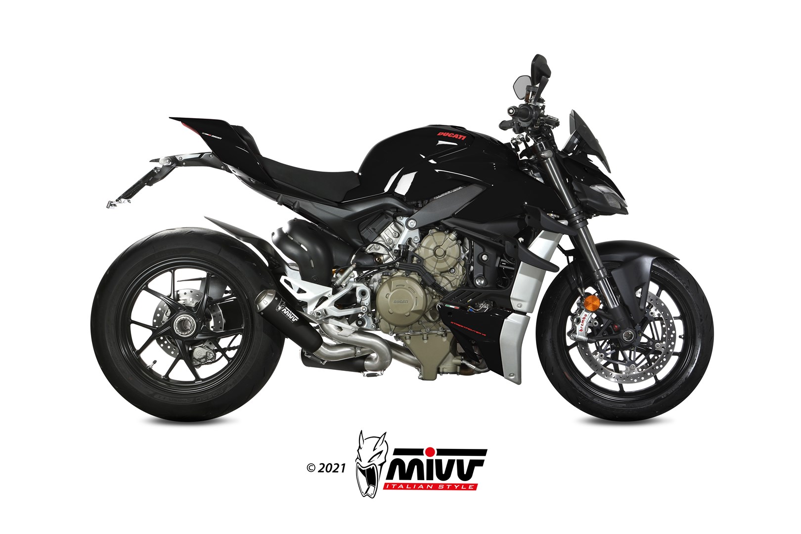 MIVV 2 Slip-on, X-M1 Black, Standard Exhaust For Ducati Streetfighter V4 2020-2021 MIVV 2 Slip-on, X-M1 Black, Standard Exhaust For Ducati Streetfighter V4 2020-2021