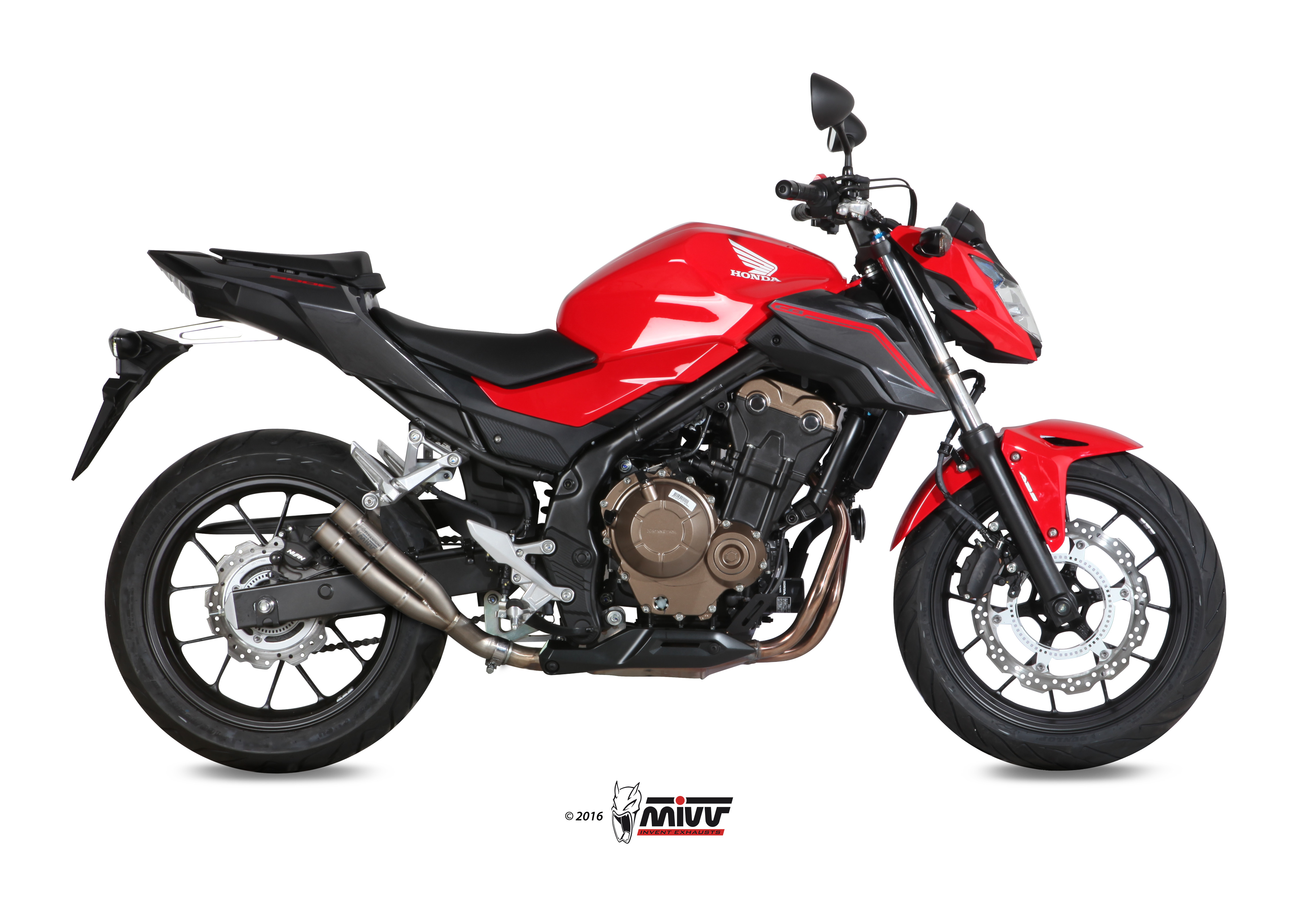 MIVV Slip-on, Double Gun Full Titanium, Standard Exhaust For Honda CB 500F 2016-2018 MIVV Slip-on, Double Gun Full Titanium, Standard Exhaust For Honda CB 500F 2016-2018