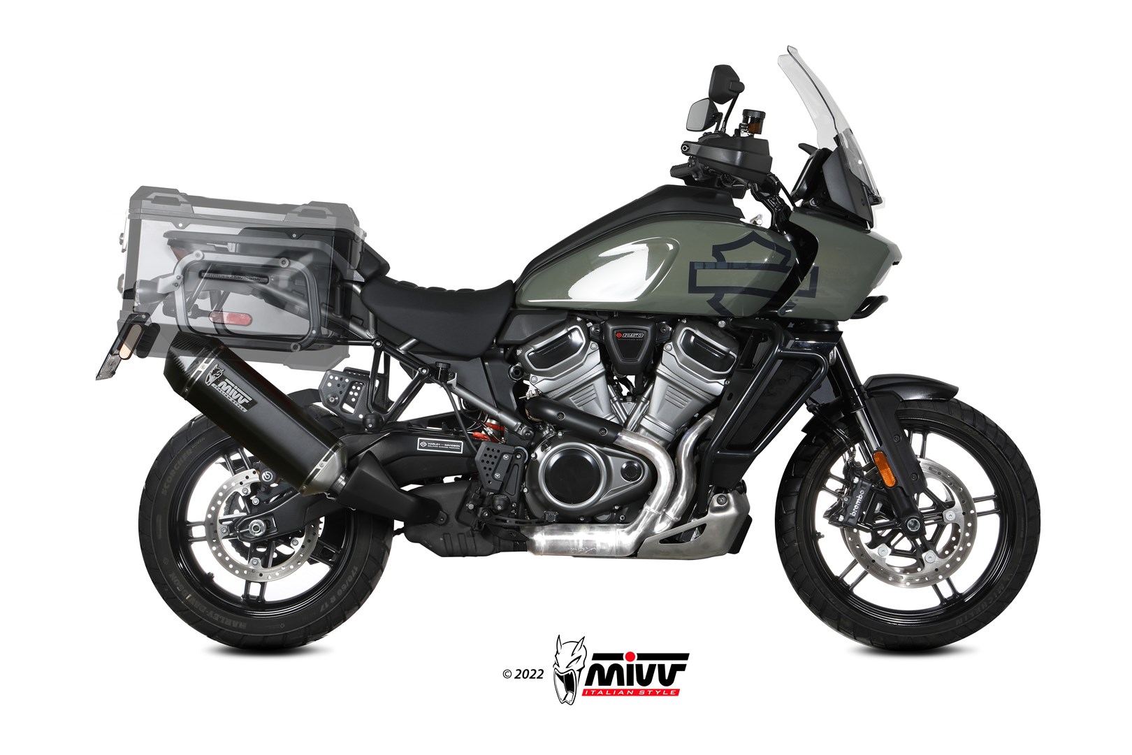 MIVV Slip-on, Speed Edge Black, Standard Exhaust For Harley Davidson Pan America/ Special 2021-2022 MIVV Slip-on, Speed Edge Black, Standard Exhaust For Harley Davidson Pan America/ Special 2021-2022