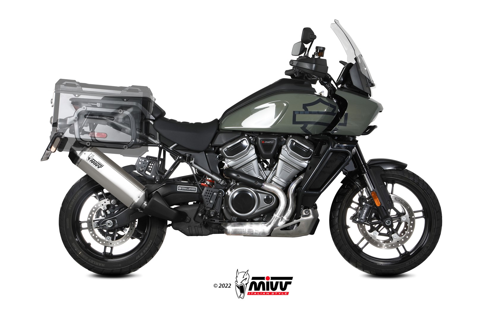 MIVV Slip-on, Speed Edge Titanium, Standard Exhaust For Harley Davidson Pan America/ Special 2021-2022 MIVV Slip-on, Speed Edge Titanium, Standard Exhaust For Harley Davidson Pan America/ Special 2021-2022
