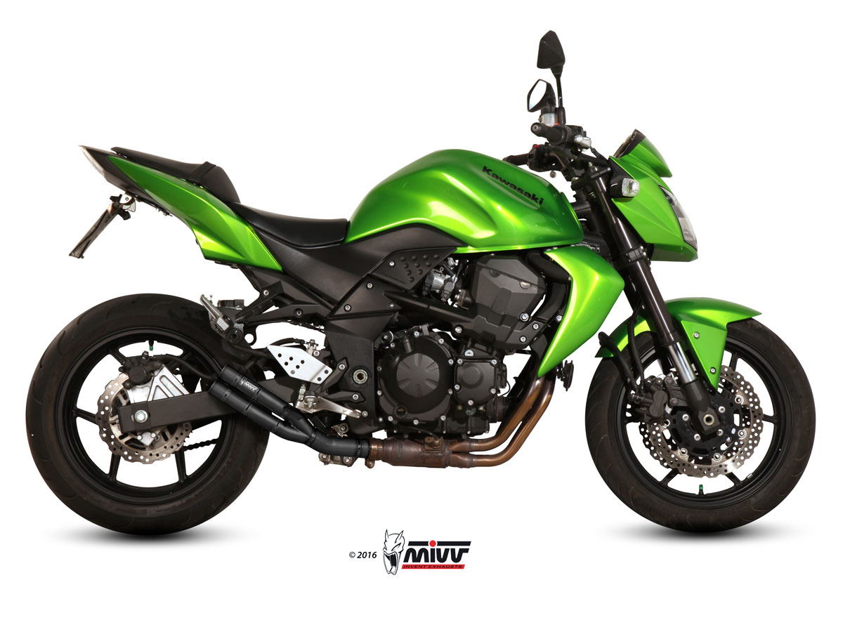 MIVV Slip-on, Double Gun Black, Standard Exhaust For Kawasaki Z750 2007-2014 MIVV Slip-on, Double Gun Black, Standard Exhaust For Kawasaki Z750 2007-2014