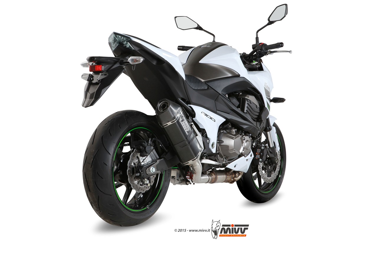 MIVV Slip on Speed Edge Black Standard Exhaust For Kawasaki Z800 2013 2016