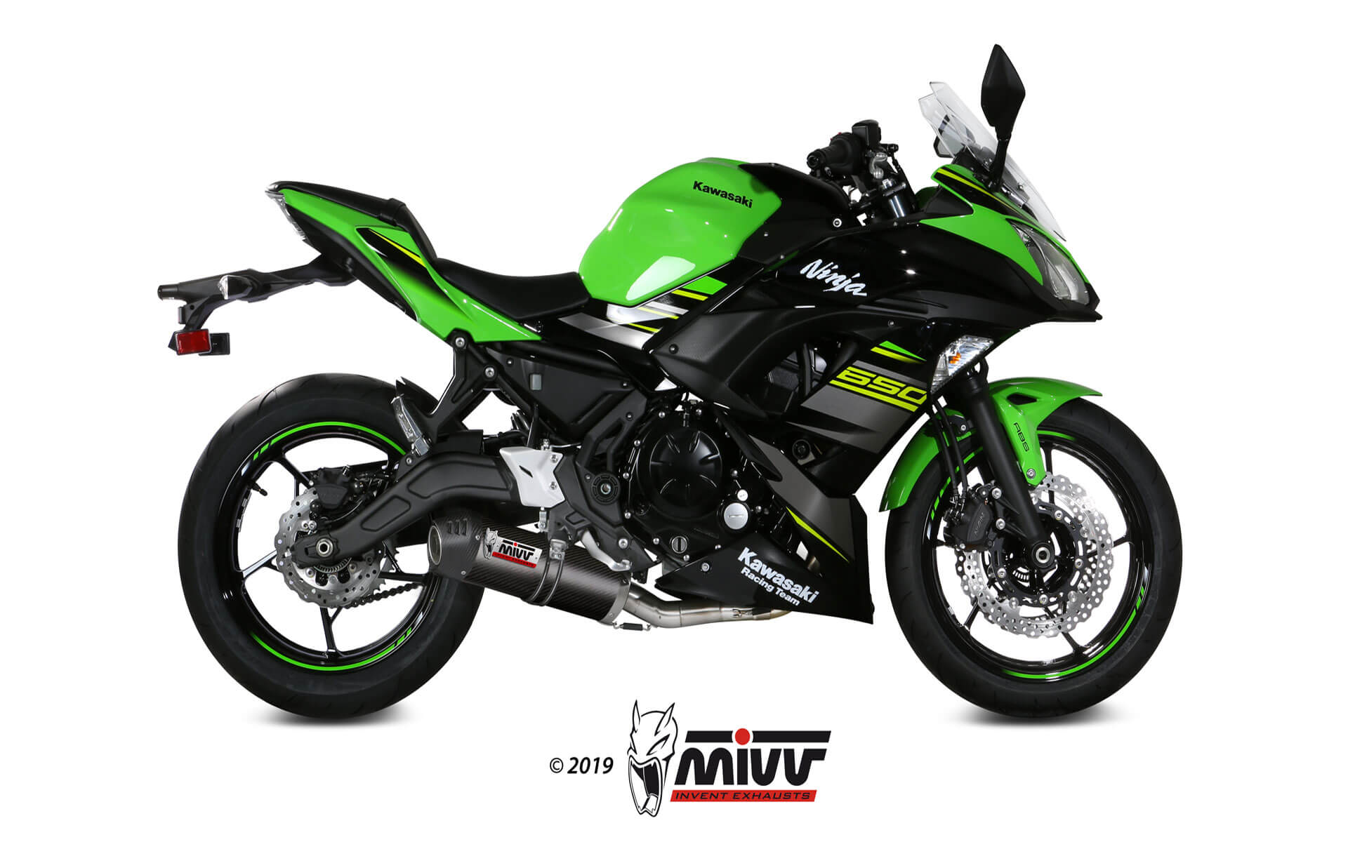 MIVV Full System 2x1, Oval Carbon, Standard Exhaust For Kawasaki Ninja 650 / Z650 20172022