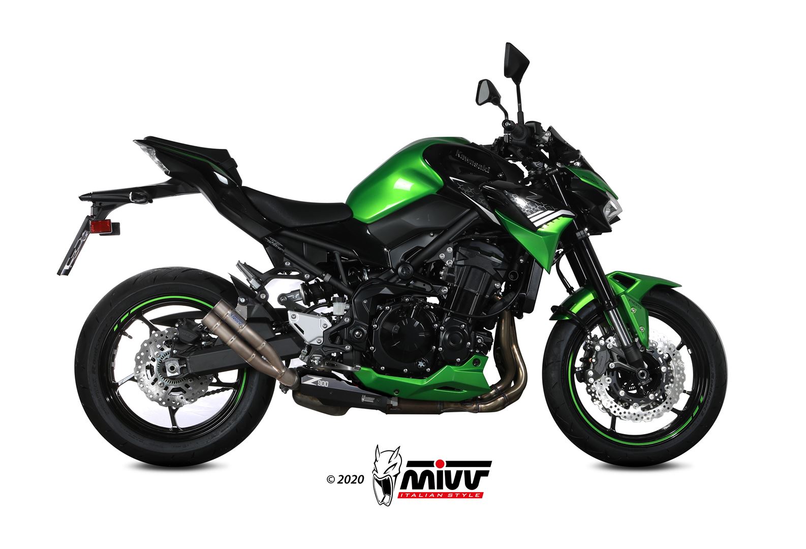 MIVV Slip-on, Double Gun Full Titanium, Standard Exhaust For Kawasaki Z900 2020-2022 MIVV Slip-on, Double Gun Full Titanium, Standard Exhaust For Kawasaki Z900 2020-2022