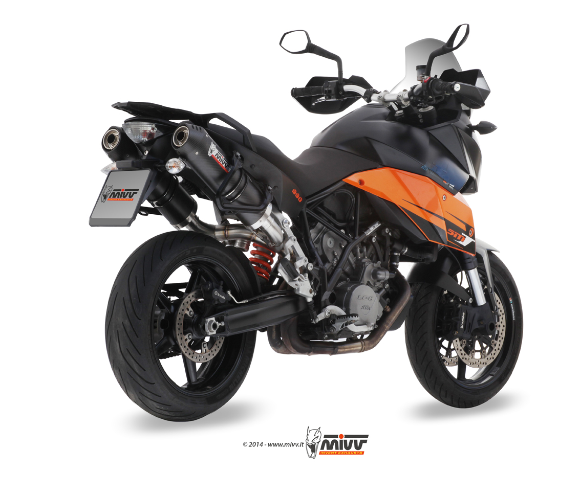 MIVV 2 Slip-on, Oval Carbon, Standard Exhaust For KTM 990 Supermoto 2009-2013 MIVV 2 Slip-on, Oval Carbon, Standard Exhaust For KTM 990 Supermoto 2009-2013