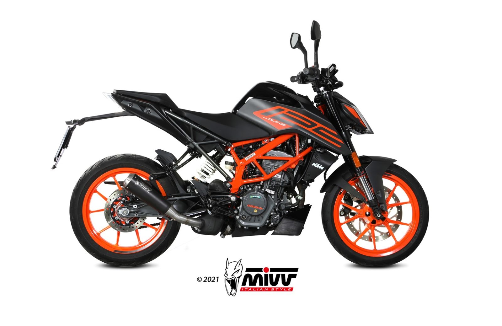 MIVV Slip-on, X-M1 Black, Standard Exhaust For KTM KTM 125/390 Duke 2021-2022 MIVV Slip-on, X-M1 Black, Standard Exhaust For KTM KTM 125/390 Duke 2021-2022