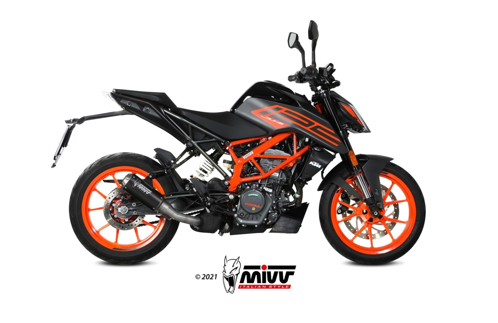 MIVV Slip-on, MK3 Black, Standard Exhaust For KTM 125/390 Duke 2021-2022 MIVV Slip-on, MK3 Black, Standard Exhaust For KTM 125/390 Duke 2021-2022