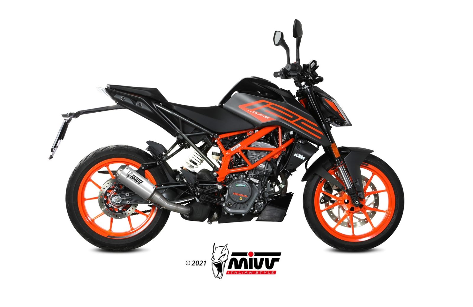 MIVV Slip-on, MK3 Stainless Steel, Standard Exhaust For KTM 125/390 Duke 2021-2022 MIVV Slip-on, MK3 Stainless Steel, Standard Exhaust For KTM 125/390 Duke 2021-2022