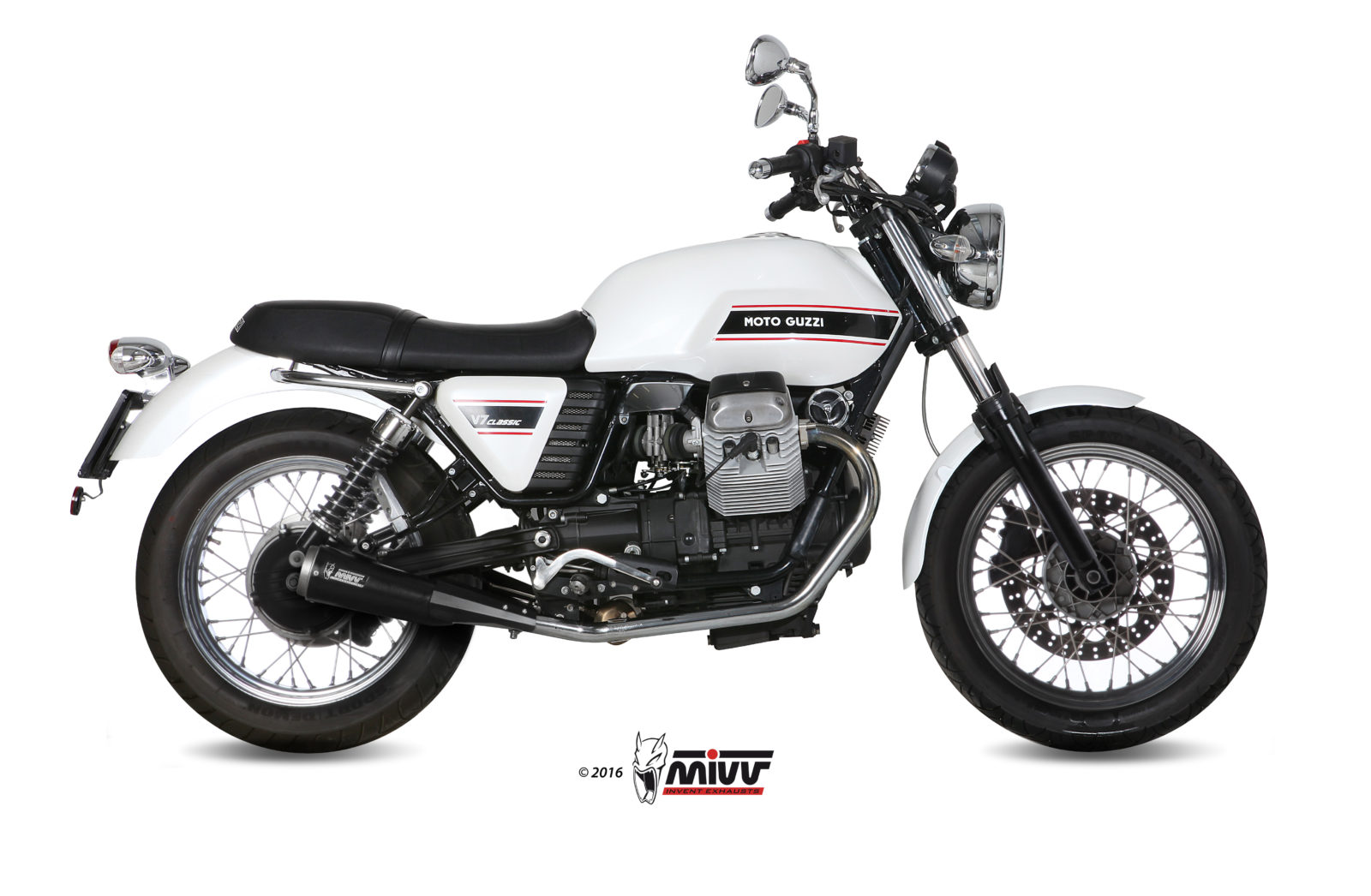 MIVV 2 Slip-on, Ghibli Black, Standard Exhaust For Moto Guzzi V7 Classic / Special 2008-2016 MIVV 2 Slip-on, Ghibli Black, Standard Exhaust For Moto Guzzi V7 Classic / Special 2008-2016