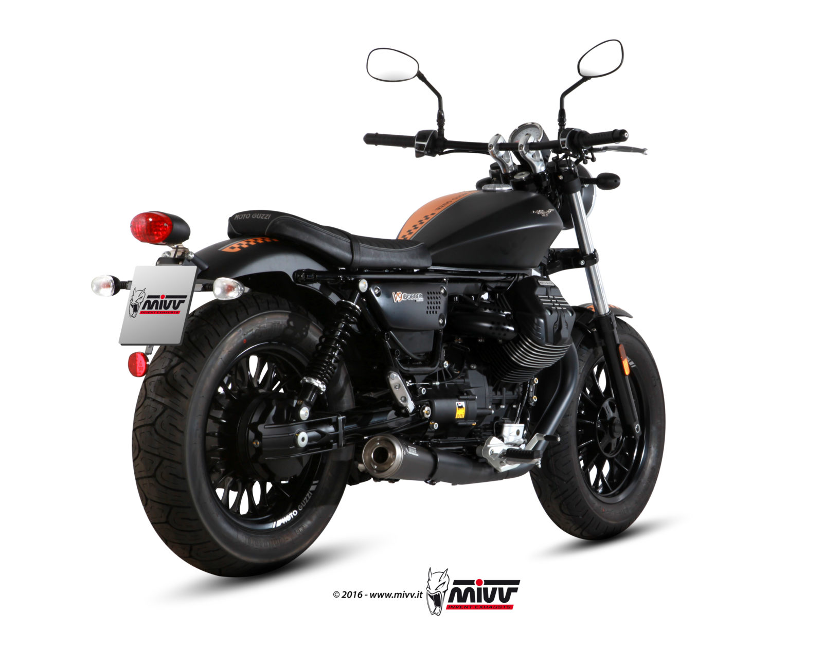 MIVV 2 Slip-on, Ghibli Black, Standard Exhaust For Moto Guzzi V9 Bobber/ Roamer 2016-2022 MIVV 2 Slip-on, Ghibli Black, Standard Exhaust For Moto Guzzi V9 Bobber/ Roamer 2016-2022