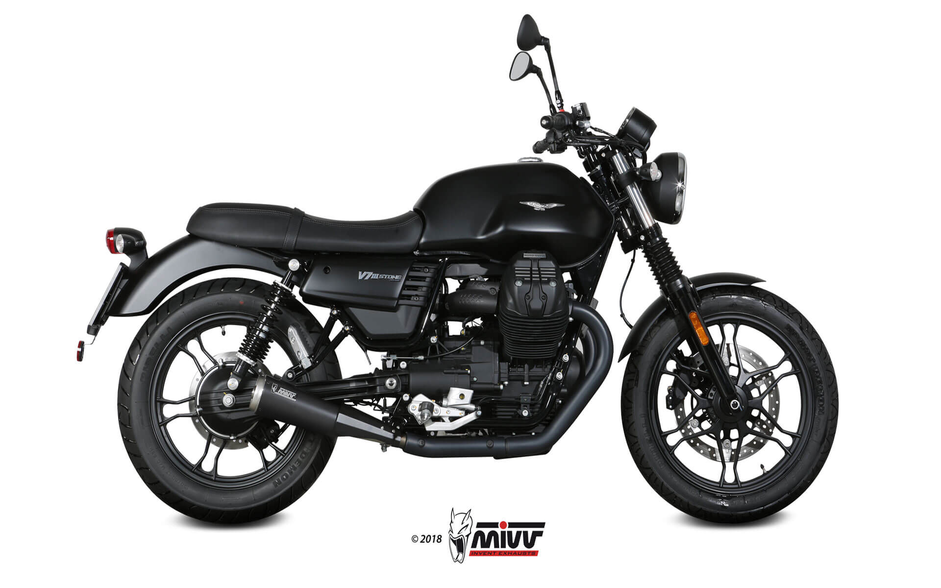 MIVV 2 Slip-on, Ghibli Black, Standard Exhaust For Moto Guzzi V7 III 2017-2022 MIVV 2 Slip-on, Ghibli Black, Standard Exhaust For Moto Guzzi V7 III 2017-2022
