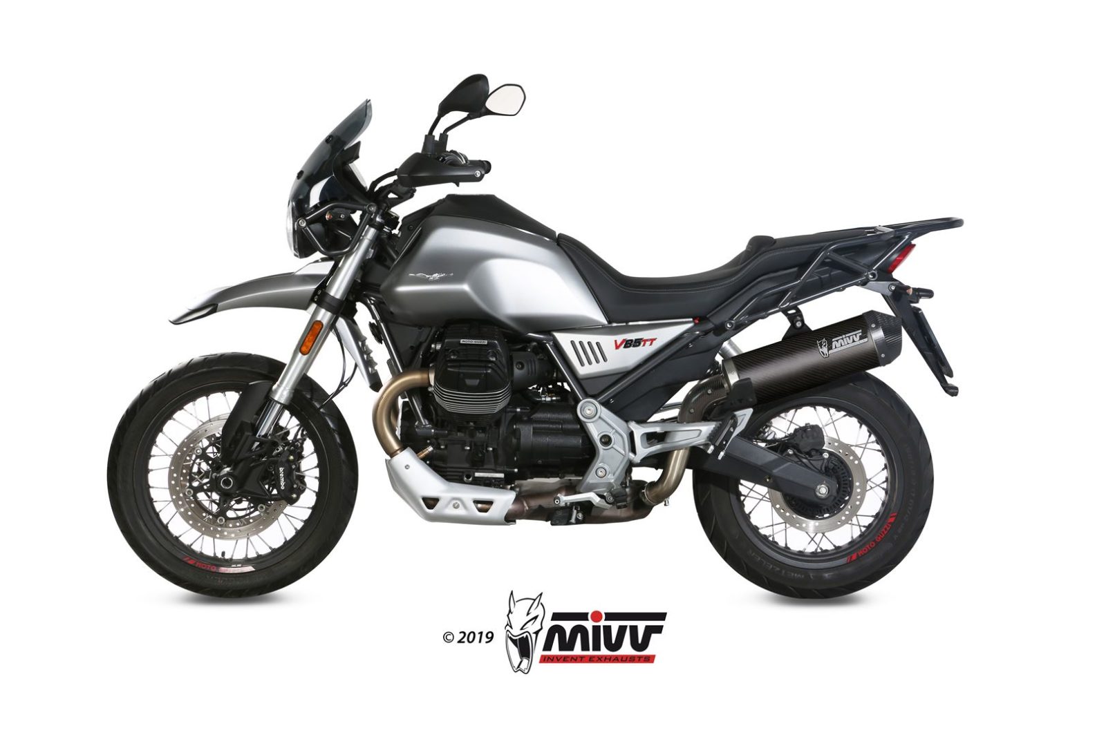 MIVV Slip-on, Oval Carbon, Standard Exhaust For Moto Guzzi V85 TT 2019-2022 MIVV Slip-on, Oval Carbon, Standard Exhaust For Moto Guzzi V85 TT 2019-2022