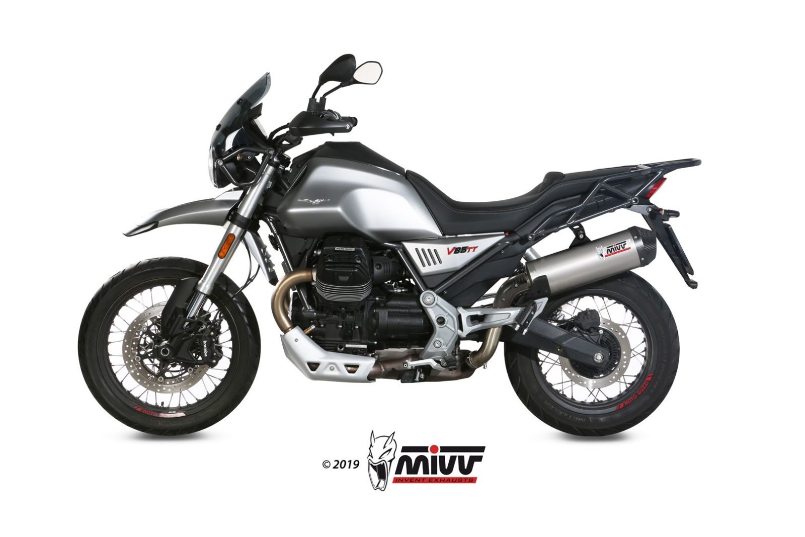 MIVV Slip-on, Oval Titan, Standard Exhaust For Moto Guzzi V85 TT 2019-2022 MIVV Slip-on, Oval Titan, Standard Exhaust For Moto Guzzi V85 TT 2019-2022