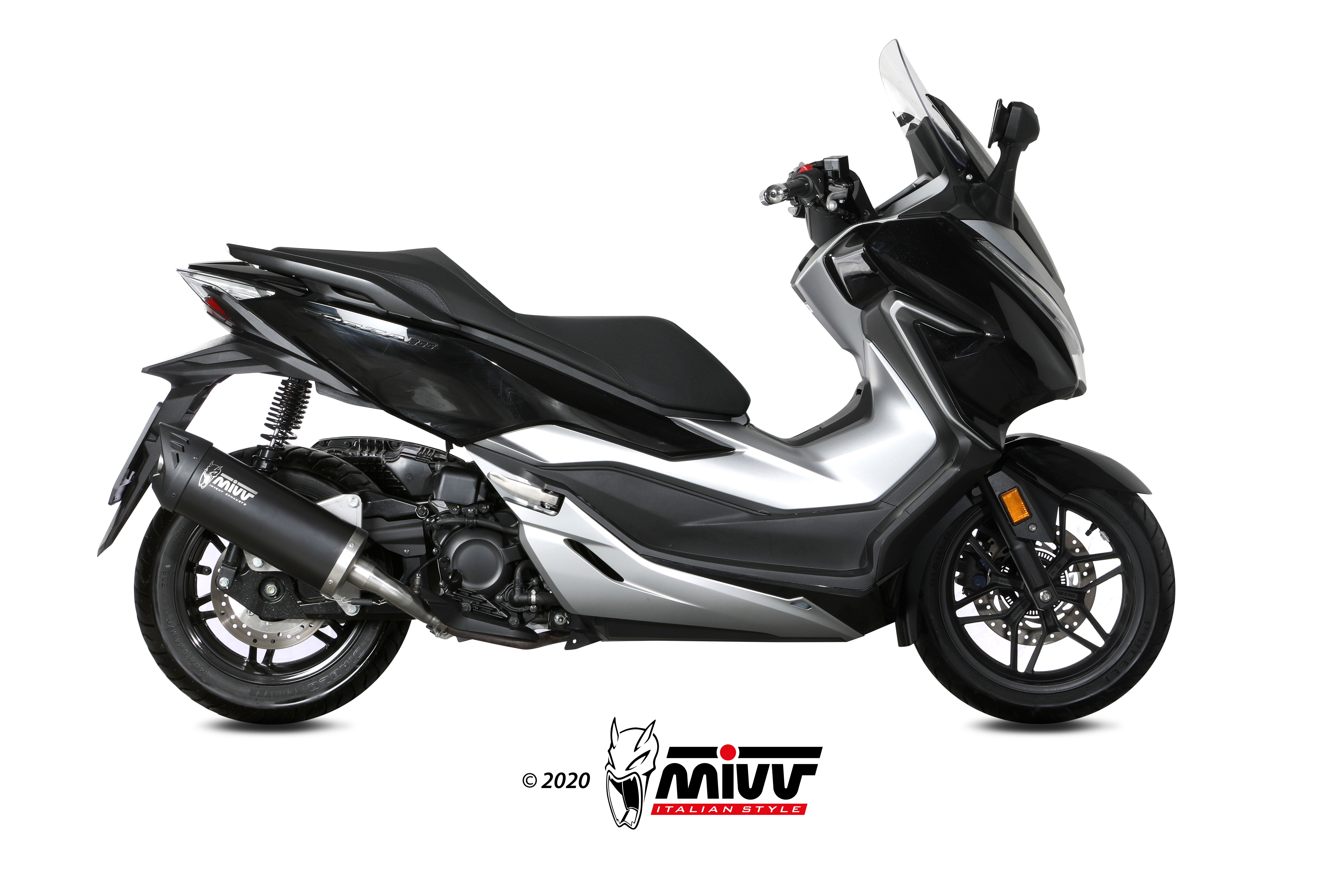 MIVV Slip-On, Mover Black, Standard Exhaust For Honda Forza 300 2018-2021 MIVV Slip-On, Mover Black, Standard Exhaust For Honda Forza 300 2018-2021