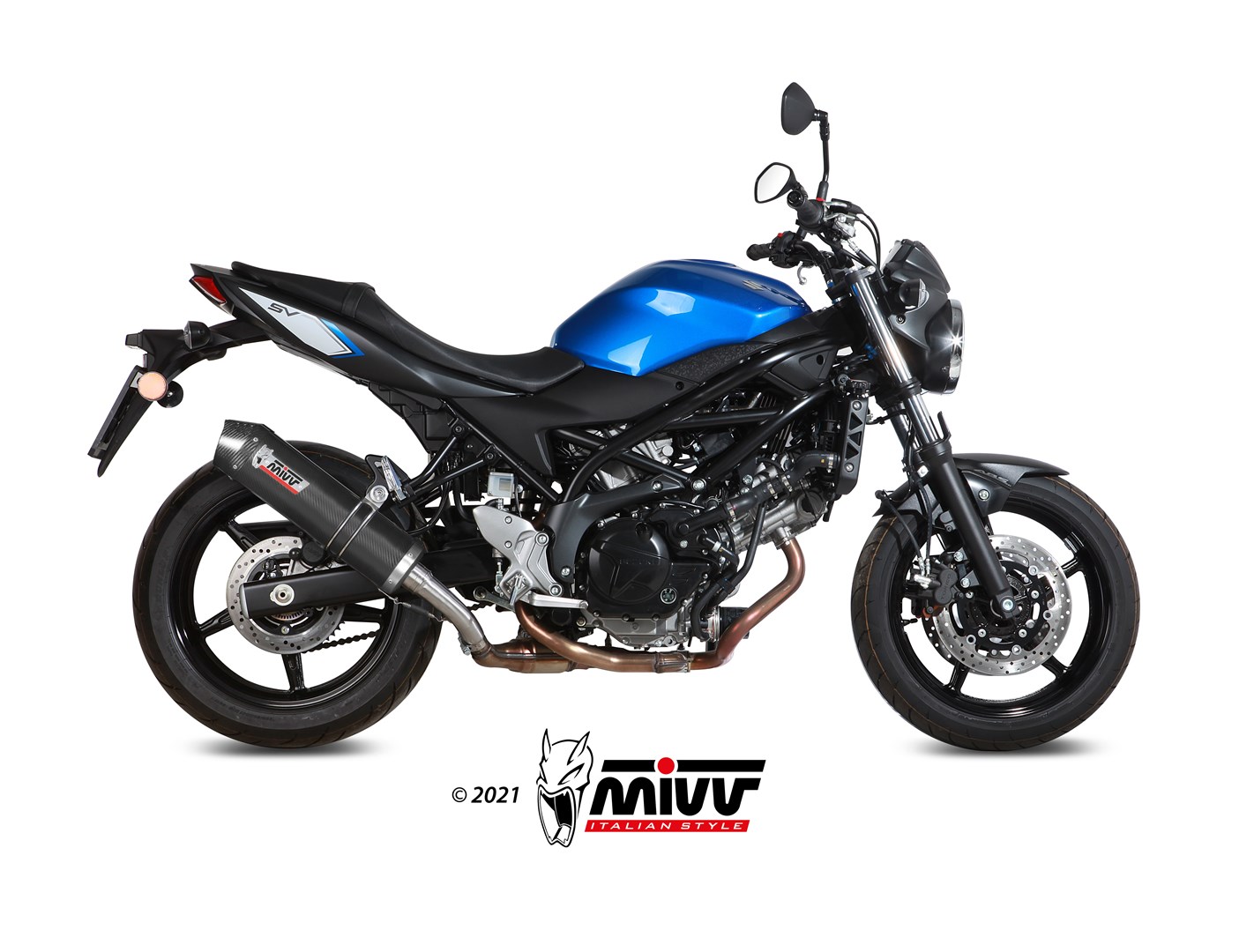 MIVV Slip-on, Oval Carbon, Standard Exhaust For Suzuki SV 650 / X 2016-2022 MIVV Slip-on, Oval Carbon, Standard Exhaust For Suzuki SV 650 / X 2016-2022