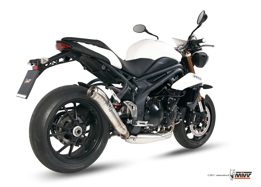 MIVV Slip-on, Ghibli Stainless Steel, Low Down Exhaust For Triumph Speed Triple 1050 2011-2015 MIVV Slip-on, Ghibli Stainless Steel, Low Down Exhaust For Triumph Speed Triple 1050 2011-2015