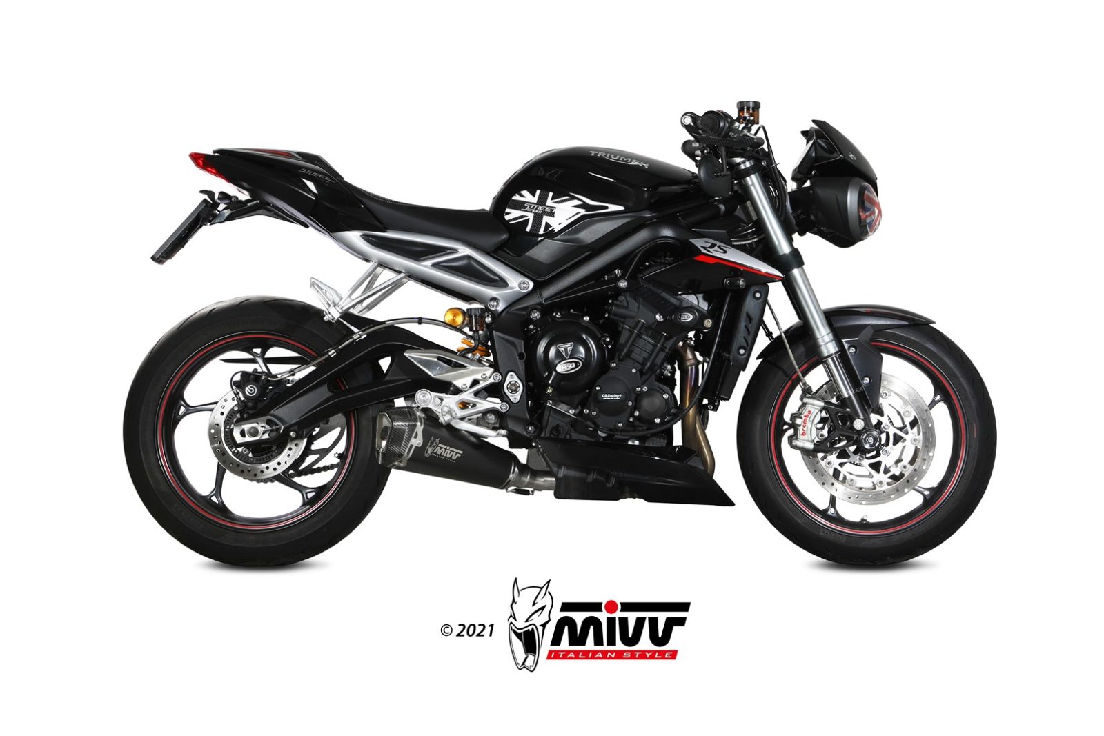 MIVV Slip-on, Delta Race Black, Standard Exhaust For Triumph Street Triple 765 R/S/RS 2017-2022 MIVV Slip-on, Delta Race Black, Standard Exhaust For Triumph Street Triple 765 R/S/RS 2017-2022