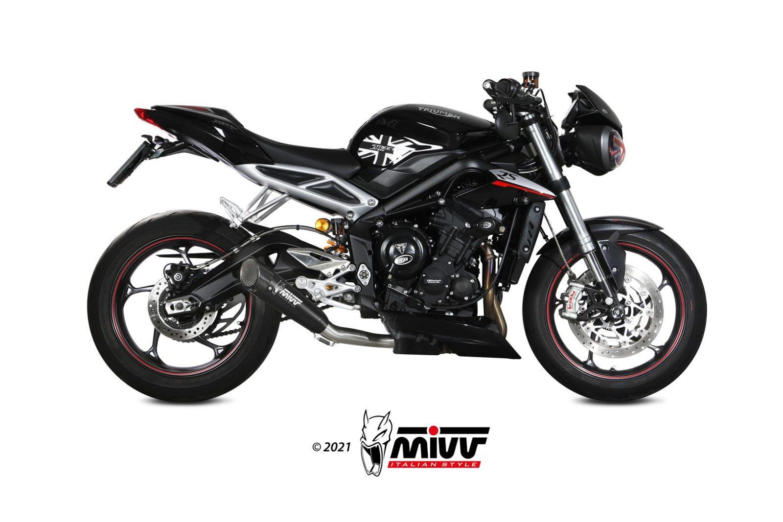 MIVV Slip-on, X-M5 Black, Standard Exhaust For Triumph Street Triple 765 R/S/RS 2017-2022 MIVV Slip-on, X-M5 Black, Standard Exhaust For Triumph Street Triple 765 R/S/RS 2017-2022