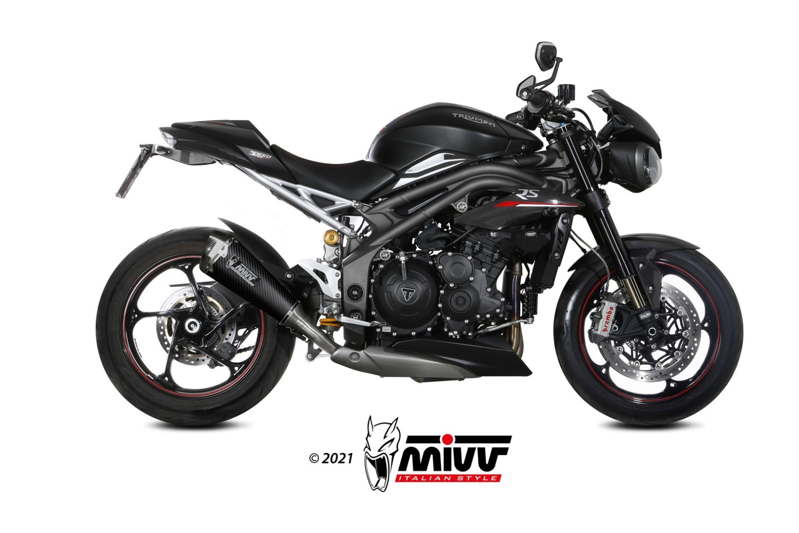 MIVV Slip-on, Delta Race Black, Standard Exhaust For Triumph Speed Triple R / S / RS 2018-2020 MIVV Slip-on, Delta Race Black, Standard Exhaust For Triumph Speed Triple R / S / RS 2018-2020