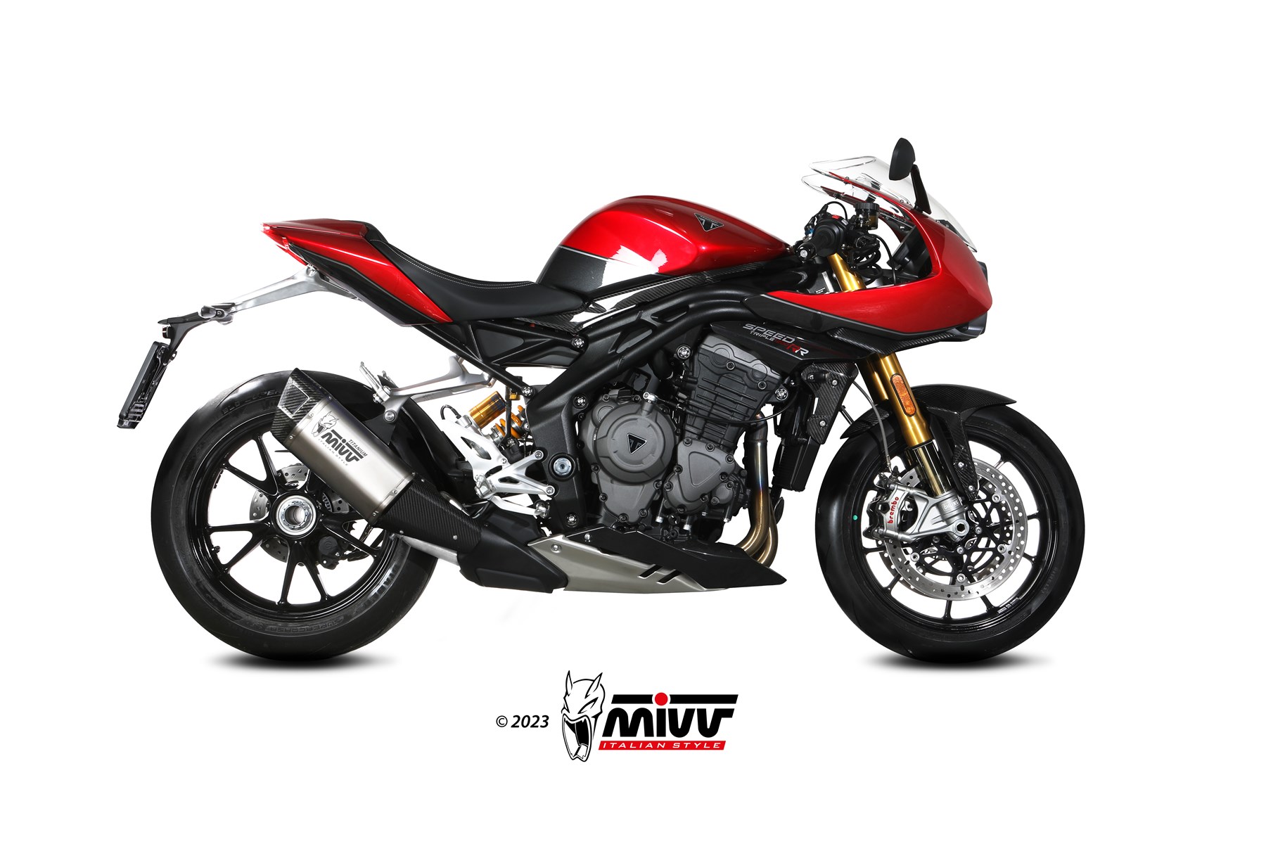 MIVV Slip-on, SR-1 Titanium, Standard Exhaust For Triumph Speed Triple 1200 RR 2021-2023 MIVV Slip-on, SR-1 Titanium, Standard Exhaust For Triumph Speed Triple 1200 RR 2021-2023